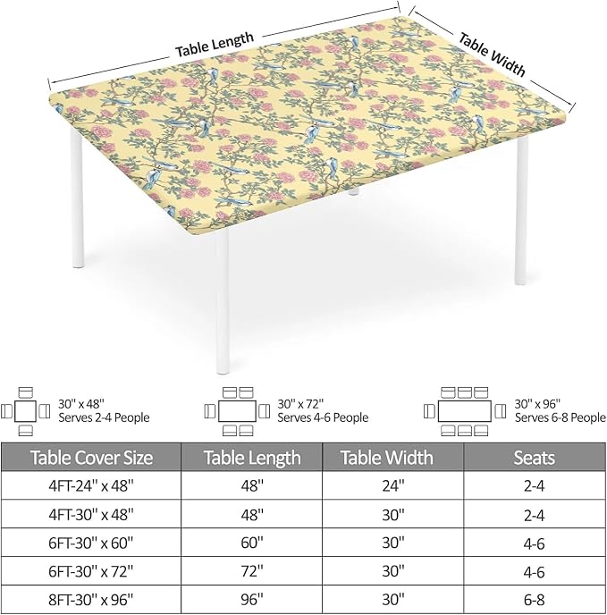 Rectangle Table Cloth Cover Waterproof Elastic Fitted Polyester Fitted - Image 2