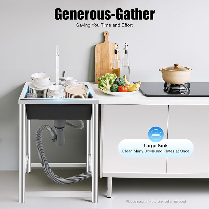 Free Standing Single Bowl Kitchen Sink Commercial, Outdoor Utility Sink - Image 6