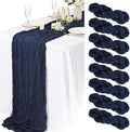 8 Packs Navy Blue Cheesecloth Table Runner 10FT Long Boho Gauze Fabric Table by Lamshionow