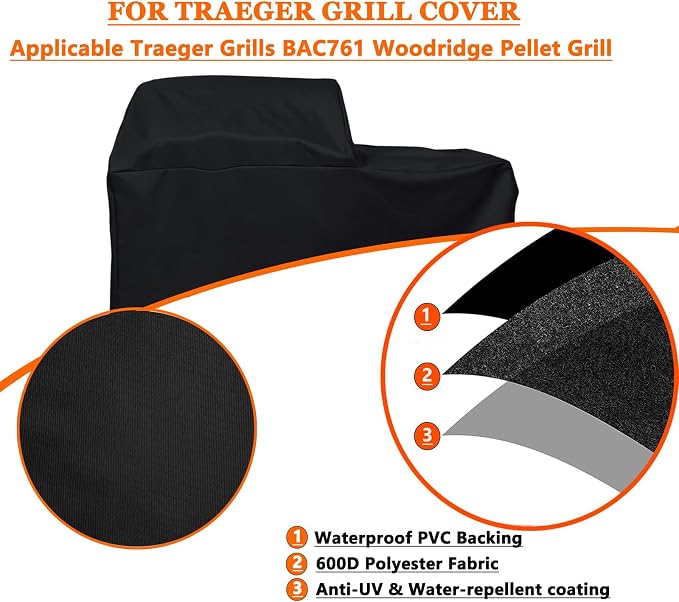 Grill Cover for Traeger Grills BAC761 Woodridge Pellet Grill and Smoker - Image 2