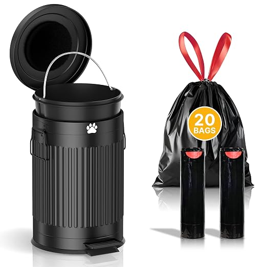 Dog Poop Trash Can Outside, 20L/5Gal Metal Outdoor Trash Can by Unknown