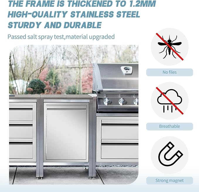 Outdoor Kitchen Door 18" W x 21" H inch Double Wall Door Panel Stainless Steel - Image 3