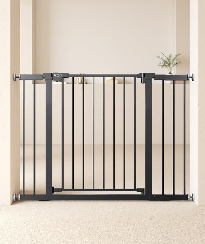 29.5-46" Extra Wide Baby Gate for Stairs, Dog Gate for Doorways, Walk Thru Auto by PLZOIT-Baby