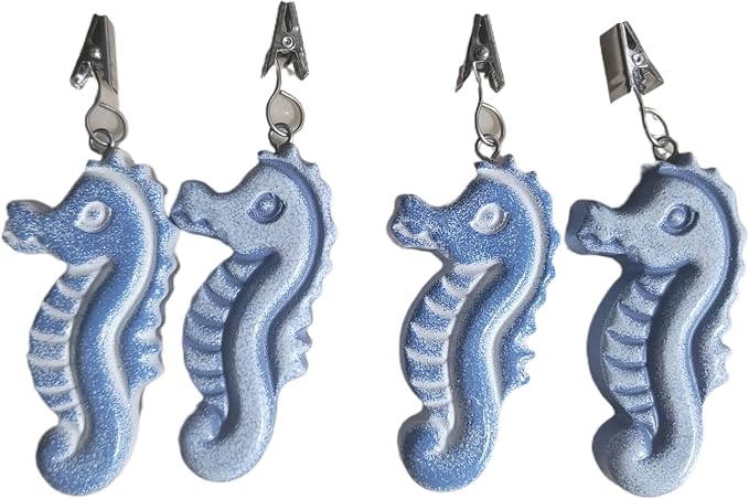 TwoFish Home Set of 4 Sea Horse Resin Tablecloth Weights Clips Sea Horse by TwoFishHomeFashionLLC