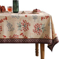 patdrea Designer French Linen Rectangular Table Cloth, Vintage Red Floral Fall by Welcometopatdrea