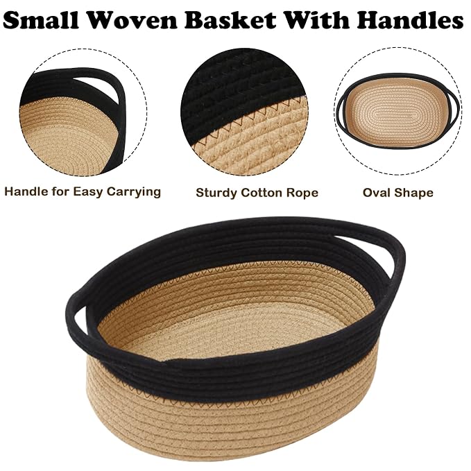 Gift Basket with Gift Bag and Ribbons, Small Rope Woven Shelf Storage, Baskets - Image 3