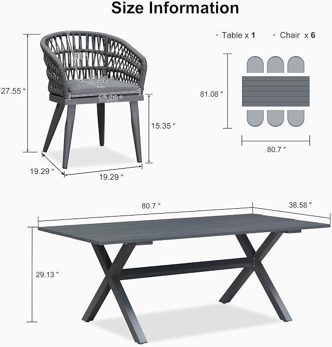 PURPLE LEAF Outdoor Dining Set All-Weather PE Rattan Patio Dining Furniture Set - Image 6