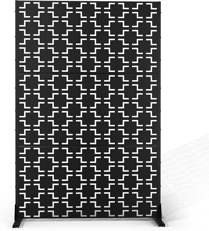 Metal Privacy Screen Outdoor 72" H×47" W, Freestanding Decorative Privacy Screen by Unknown