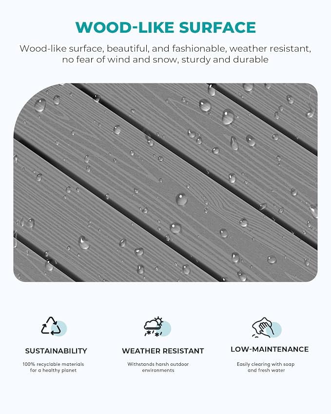 SERWALL Patio Coffee Table, HDPE Rectangle Outdoor Coffee Table Set of 2 - Image 3