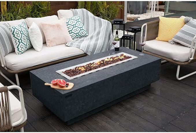 Elementi | Hampton Gas Fire Pit Cast Concrete 56" Rectangular Fire Table - Image 8