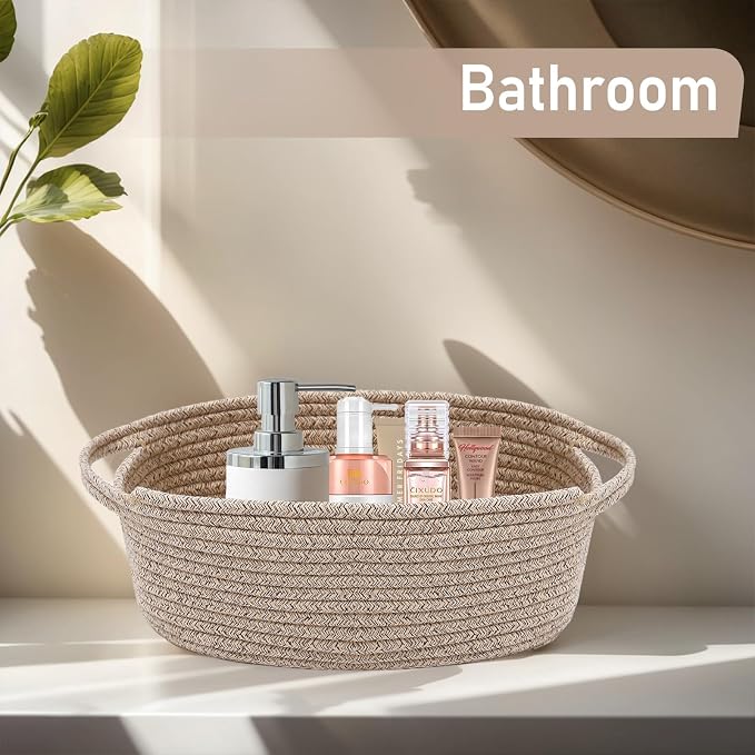 Woven Basket, Small Rope Storage Bin - Image 8