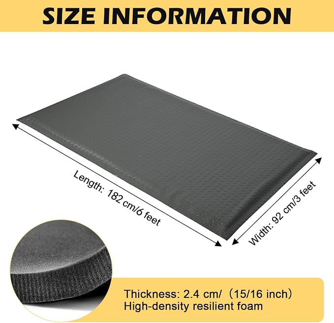 3 x 6 FT Anti Fatigue Mats Industrial 15/16 Inch Thick Soft Sponge Ergonomic - Image 2