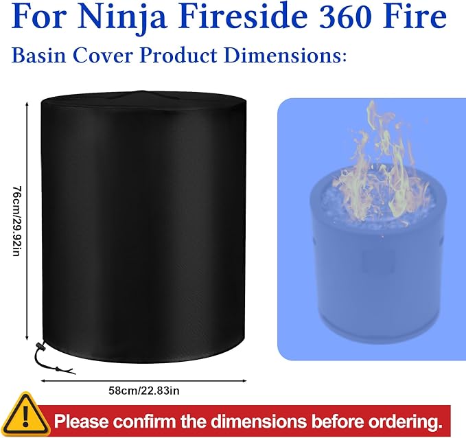 Fire Pit Cover for Ninja Fireside360, 600D Round Oxford Water-Resistant Dust - Image 2