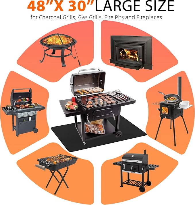 48x30 inch Under Grill Mats for Outdoor Grill Double-Sided Fireproof Mat for - Image 5