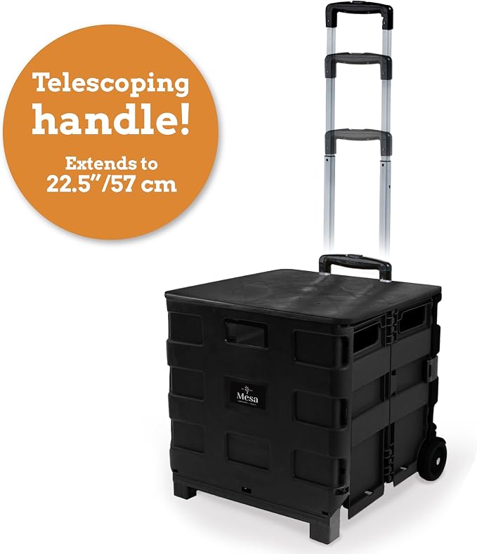 Inspired Living Collapsible Ultra-Slim Pack-N-Roll, 2 Wheel Utility Cart w/Lid - Image 4