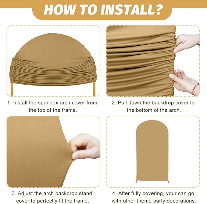 MODFUNS Mixed Color Arch Backdrop Covers 4ft 5ft 6ft Khaki Beige White Spandex - Image 6