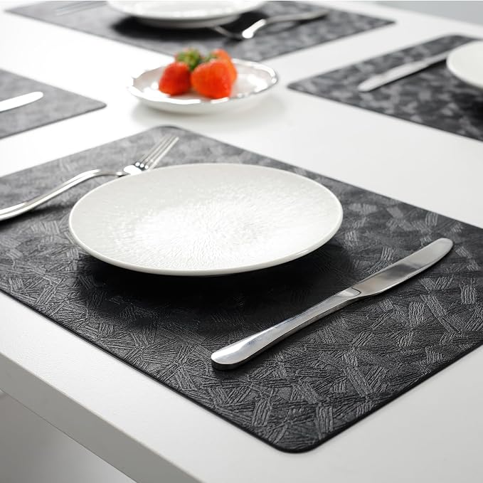 Vinyl Placemats Set of 6 Heat Resistant Easy Clean Non-Slip Place Mats - Image 6