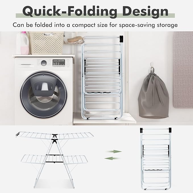 GOFLAME 2-Tier Clothes Drying Rack, Folding Laundry Dry Rack - Image 3