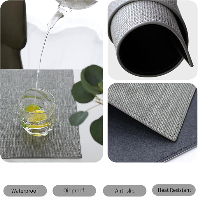 Faux Leather Placemats for Round Table, Waterproof Oil-Proof Wipeable - Image 5