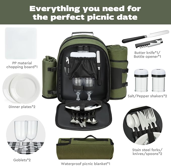 22L Insulated Picnic Basket Leak Proof Picnic Backpack - Image 4