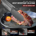 Tongs Set, 3 Sizes 7/9/12 Inch, Silicone Tips, Dark Grey