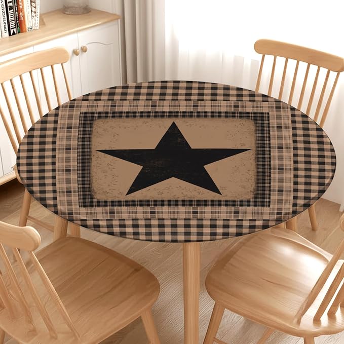 Western Texas Star Round Fitted Tablecloth - Image 2