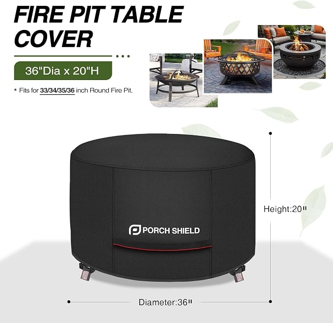 Porch Shield Round Patio Fire Pit Cover Fade Resistant Waterproof Outdoor - Image 2