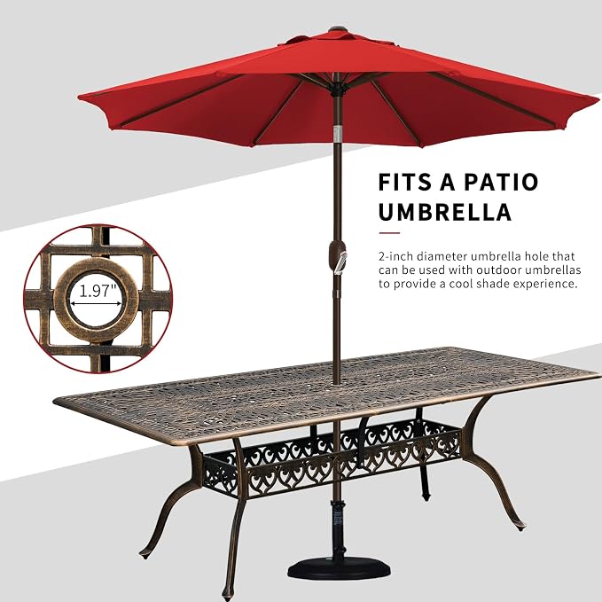 86" Large Outdoor cast Aluminum Patio Dining Table, Rectangular Outdoor Bistro - Image 4