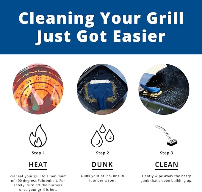 Grill Brush Scraper, Bristle-Free 2-in-1 Cleaner with 16.5-Inch Handle