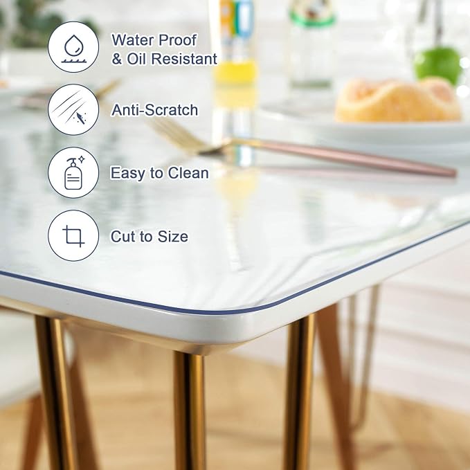 Clear Table Protector 29 x 59 Inch, 1.5mm Thick Plastic Table Cover, Waterproof - Image 3
