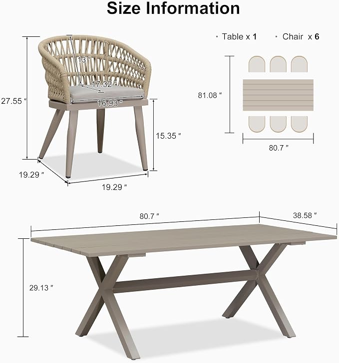 PURPLE LEAF Outdoor Dining Set All-Weather PE Rattan Patio Dining Furniture Set - Image 6