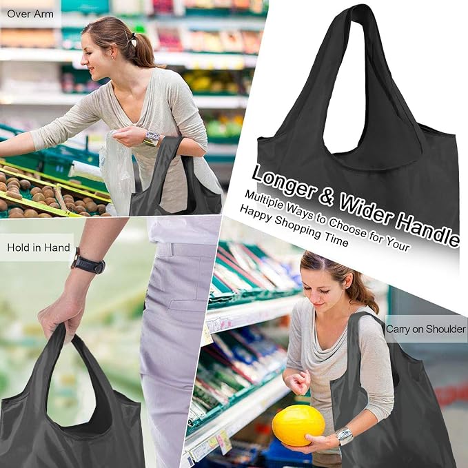 BeeGreen 20 Pack Black Reusable Grocery Bags - Image 6