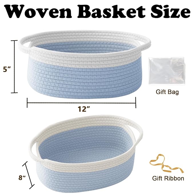 Gift Basket with Gift Bag and Ribbons, Small Rope Woven Shelf Storage, Baskets - Image 2