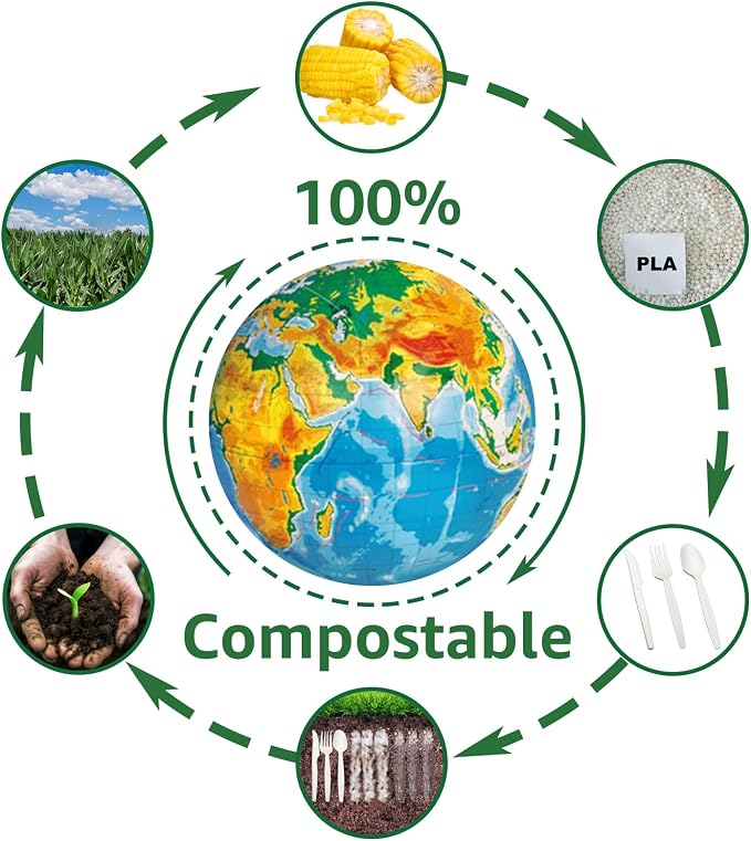 MISISIPI Compostable Forks Spoons Knives Silverware Utensil set Extra Heavyduty - Image 2