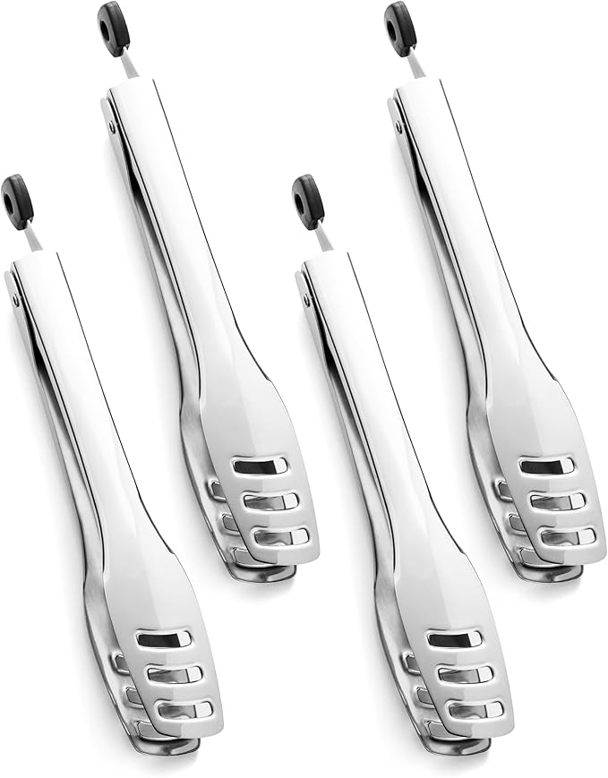 Stainless Steel Serving Tongs 4-Pack, 10.62-Inch Mirror Polished