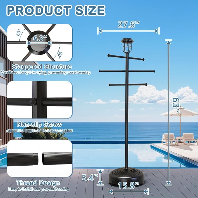 Solar Light Pool Towel Rack - Image 5