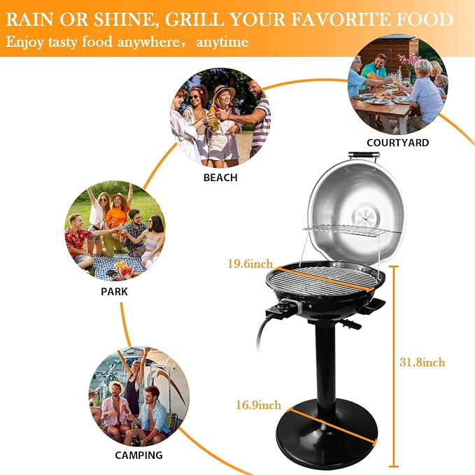 Electric Grill, Techwood Indoor/Outdoor Electric BBQ Grill, 1600W Portable - Image 5