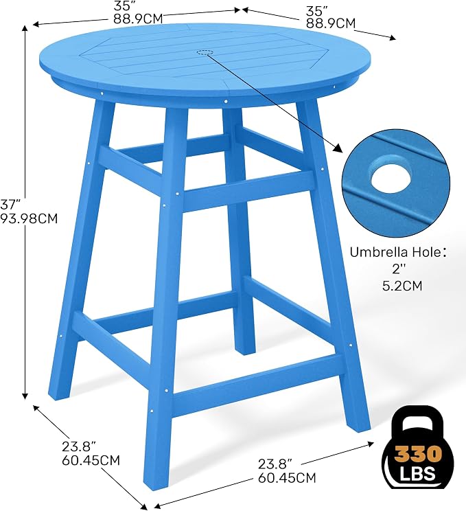 Costaelm Patio Bistro Table, Outdoor Bistro Dining Pub Table - Image 3