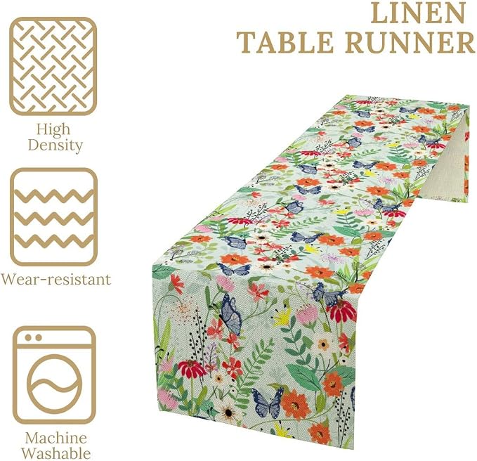 Butterfly Table Runner, Colorful Wildflower Butterfly Spring Table Runner - Image 6