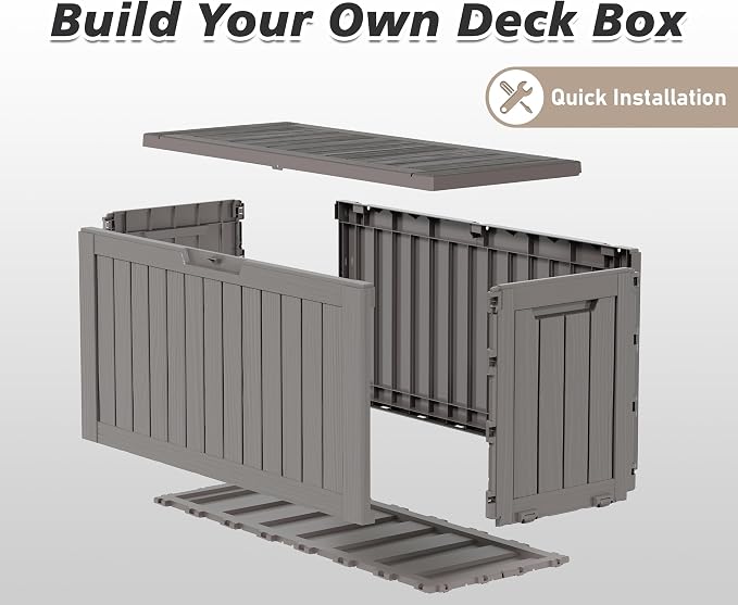 NUNU LAB 75 Gallon Outdoor Storage Box, Deck Box Resin Large Sturdy, Backyard - Image 4