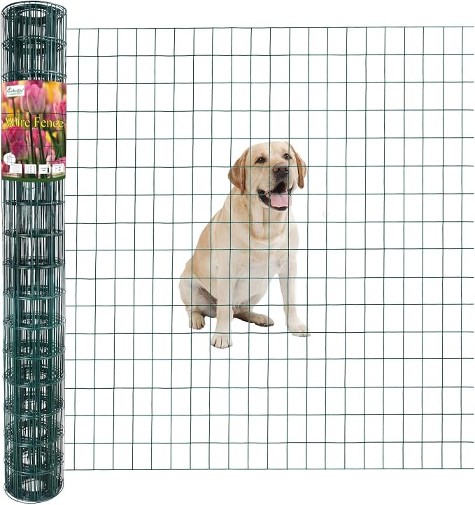 Green PVC Coated Welded Wire Fence 48 Inch x 25 Foot, 2 Inch x 3 Inch 16GA by FOREHOGARGARDEN%EF%BC%86HOME
