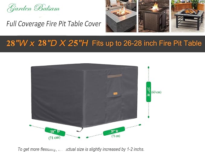 Fire Pit Cover 600D Heavy Duty Waterproof Fabric - Image 2