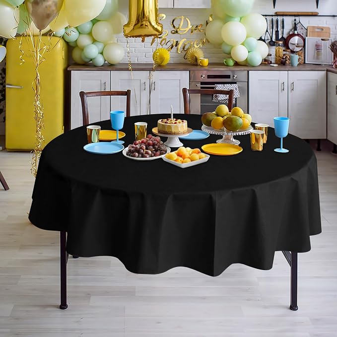 Nasitos 2 Pack Round Black Tablecloth 60 Inch-Vinyl Tablecloths Spill-Proof - Image 4