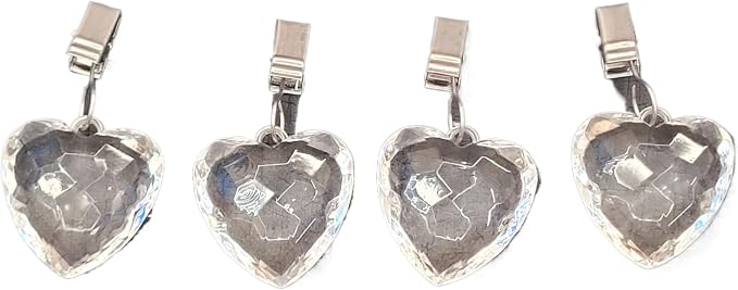 TwoFish Home Set of 4 Crystal Heart Tablecloth Clamps Crystal Heart Handicraft - Image 3