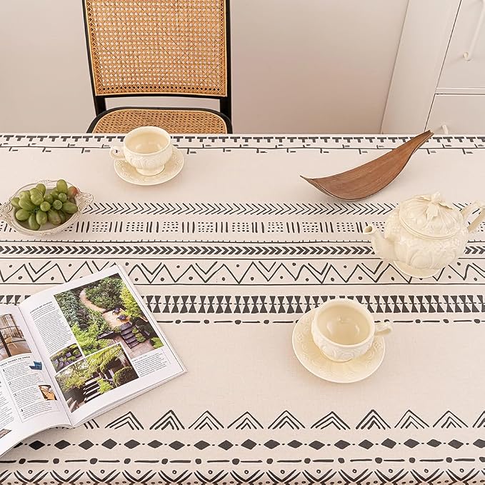 Waterproof Tassels Tablecloth, Bohemian Orange Colorful Table Cloth, Rectangle - Image 3