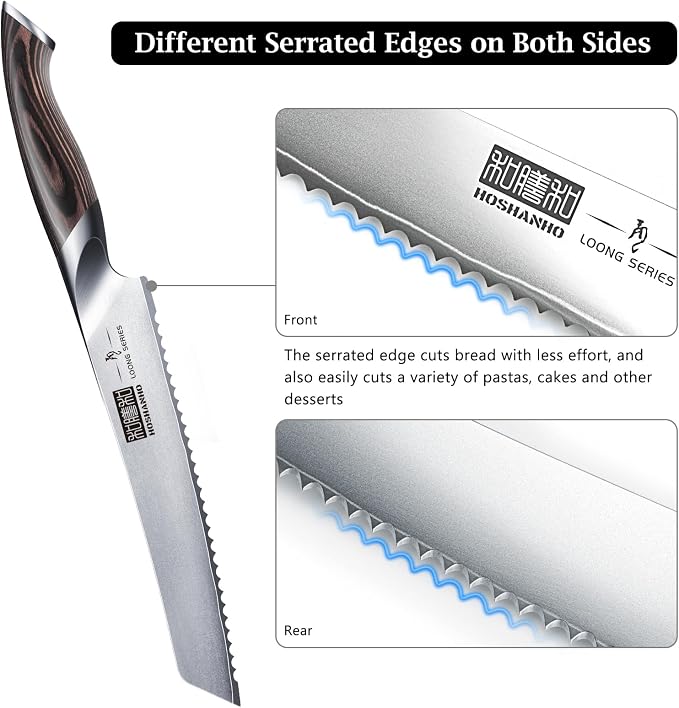 HOSHANHO Bread Knife 8 inch, Japanese High Carbon Stainless Steel Serrated - Image 3
