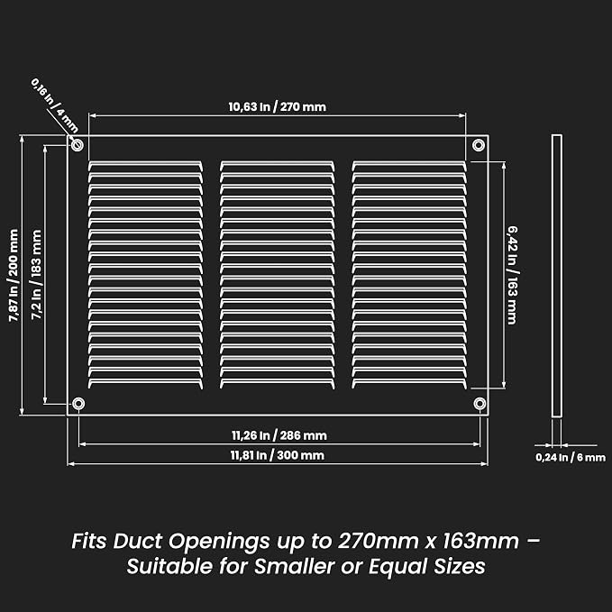 Repa Market 12x8 Inch Air Vent Cover/Black Galvanized Steel Louvered Grill Cover - Image 2