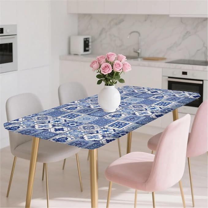 Rectangle Table Cloth Cover Waterproof Elastic Fitted Polyester Fitted - Image 7