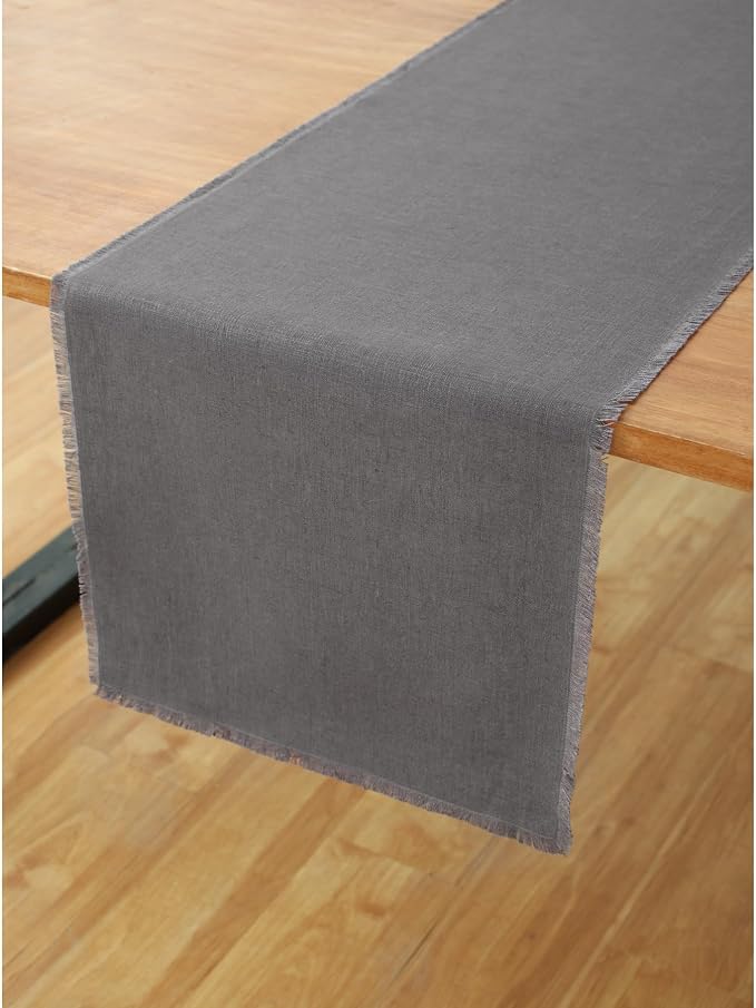 Solino Home Fringe Linen Table Runner 72 Inches Long by SolinoHome