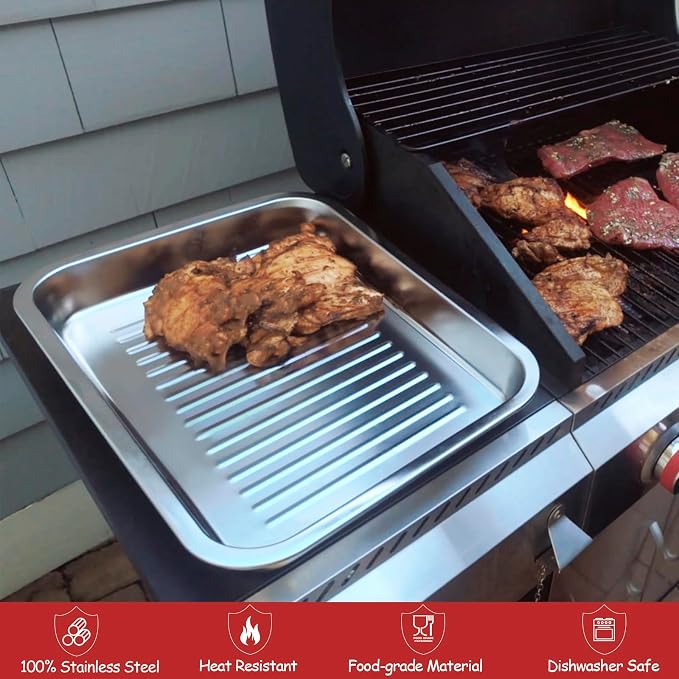 Geesta Grilling Prep and Serve Tays, Stainless Steel Large Capacity Food Prep - Image 4